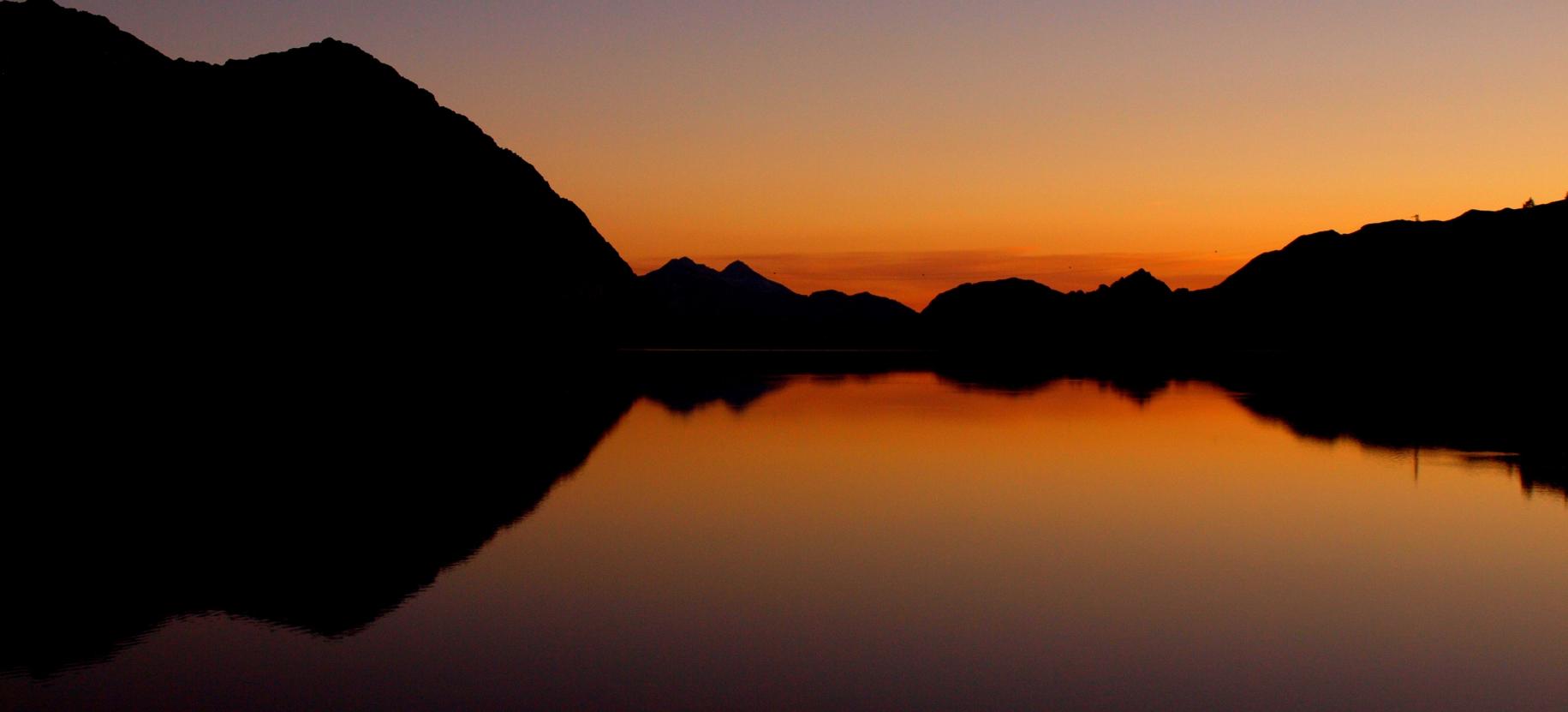Sunset on Gabiet lake, Gressoney-La-Trinité