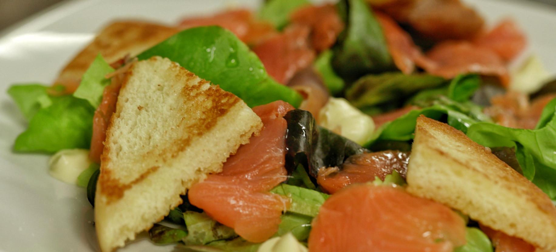 Salad with smoked trout